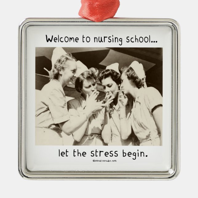 Willkommen zur Krankenpflege-Schule - lassen Sie Silbernes Ornament (Vorne)
