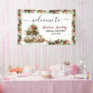 Willkommen zur Weihnachts-Teeparty für die Braut Banner