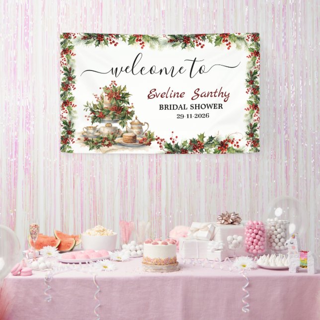 Willkommen zur Weihnachts-Teeparty für die Braut z Banner (Party)