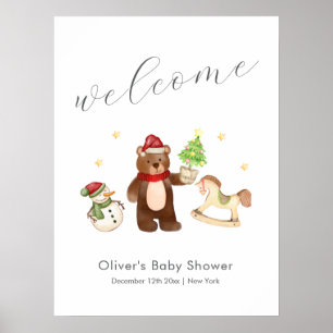 Willkommen zur Winter-Teddybär-Schneemann-Baby-Par Poster