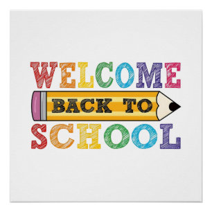 Willkommen zurück in der Schule – Bleistift-Illust Poster