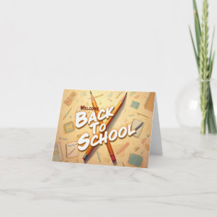 Willkommen zurück in der Schule – Bleistift-Kunst- Karte