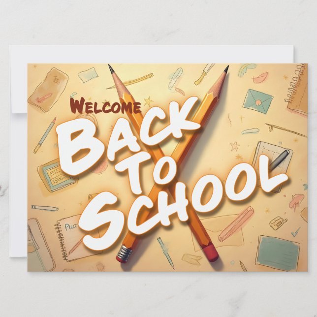 Willkommen zurück in der Schule – Bleistift-Kunstd (Vorderseite)
