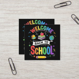 Willkommen zurück in der Schule Kinder Lehrer Erst Quadratische Visitenkarte