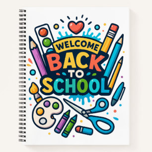 Willkommen zurück zu School Fun Art Design Notizbuch