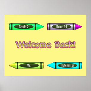 Willkommen zurück zum Design des Custom Crayon Sch Poster