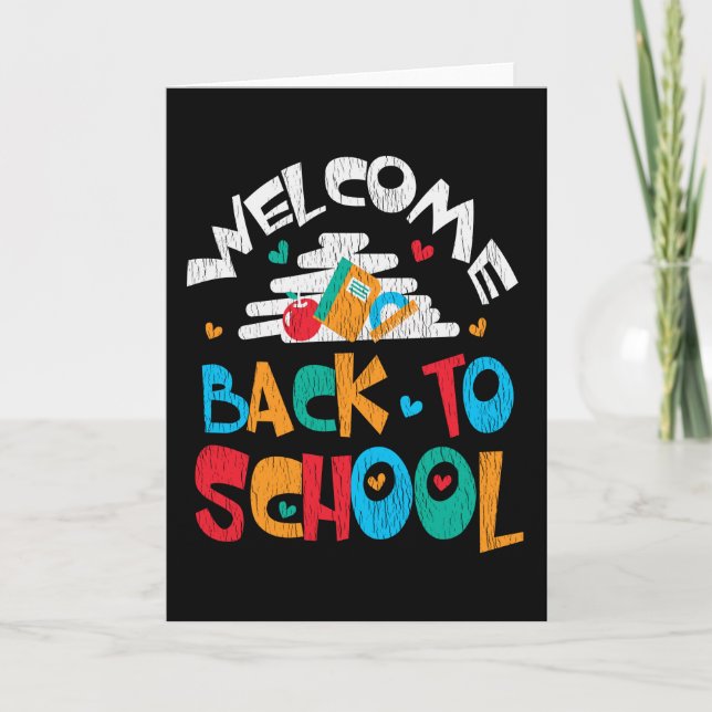 Willkommen zurück zum ersten Schultag Karte (Vorderseite)