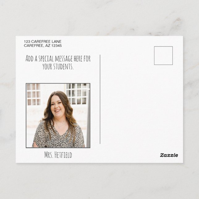 Willkommen zurück zum Foto des Lehrers Postkarte (Rückseite)