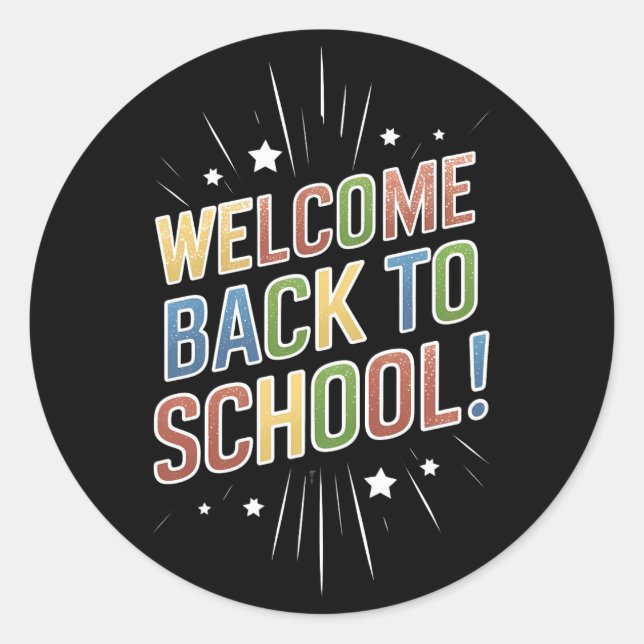 Willkommen zurück zum Schullehrer am ersten Schult Runder Aufkleber (Vorderseite)