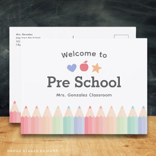 Willkommen zurück zum Vorschul-Postkarten-Template Postkarte