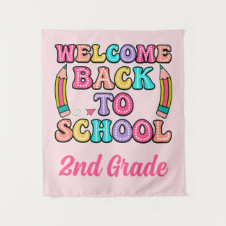 Willkommen zurück zur Schule Groovy Papierflugzeug Wandteppich