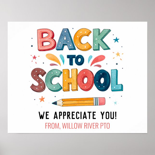 Willkommen zurück zur Schule - Helle & Fun Unterri Poster (Vorne)