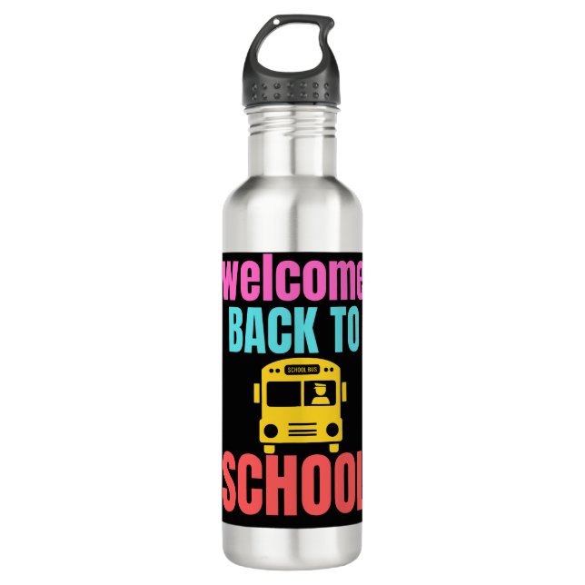 Willkommen zurück zur Schule, Lehrer-Liebe-Geschen Edelstahlflasche (Vorderseite)