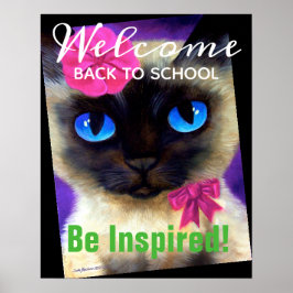 Willkommen zurück zur Schule Siamkatze Personalisi Poster