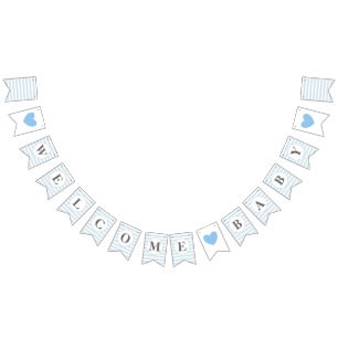 Willkommene Baby-blauer Streifen-Jungen-Babyparty Wimpelkette