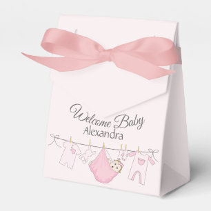 Willkommene Baby-Dusche im Grau und im Rosa Geschenkschachtel