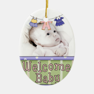 Willkommene Baby-Foto-Verzierung - Mädchen Keramik Ornament