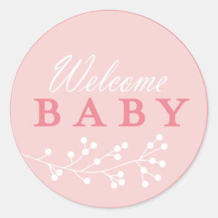 Willkommene Baby-Rosa-Babyparty-Aufkleber Runder Aufkleber