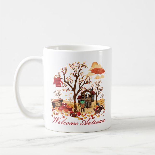 Willkommene Herbst-Fall-Landschaft Kaffeetasse (Links)