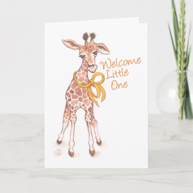 Willkommene kleine niedliche Giraffen-Baby-Dusche Einladung (Vorderseite)