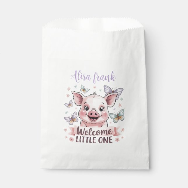 Willkommene kleine, Niedliche Pinienbabydusche Geschenktütchen (Vorderseite)