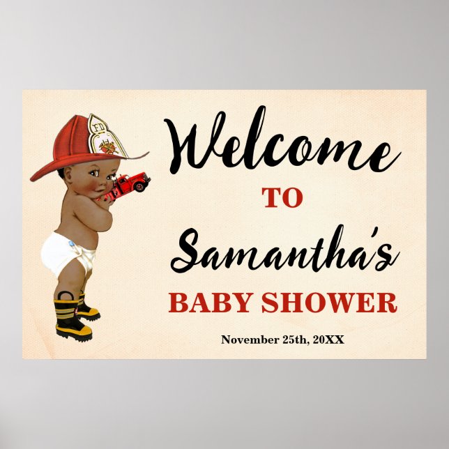 Willkommene kleine OM Firefighter Baby Shower Post Poster (Vorne)