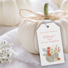 Willkommene kleine Pumpkin Wasserfarben Babydusche Geschenkanhänger