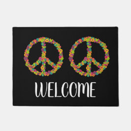 Willkommene Matte des bunten Friedenshippy 60ers