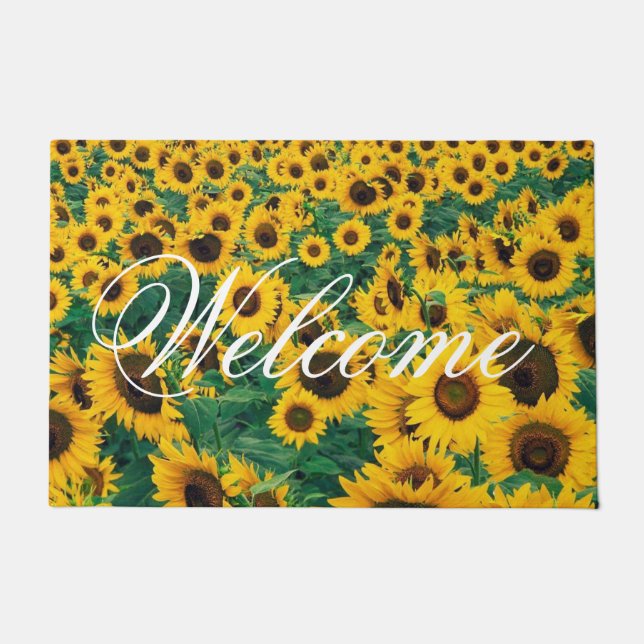 Willkommene Sonnenblumen personifizieren Fußmatte (Vorderseite)