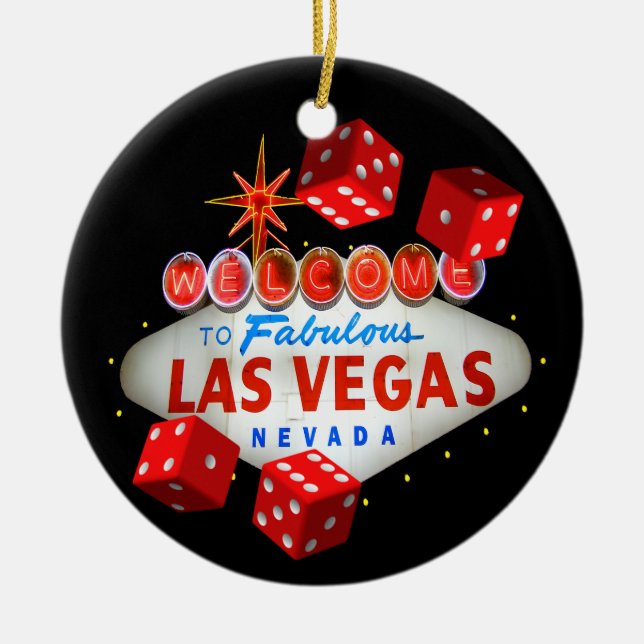 Willkommene Würfel-Las Vegas-Verzierung Keramikornament (Vorne)