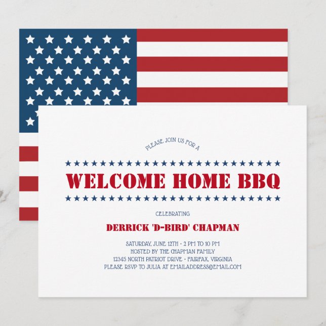 Willkommene Zuhause GRILLEN USA Einladung (Vorne/Hinten)
