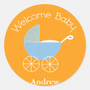 Willkommener Baby-Orangen-Aufkleber Runder Aufkleber
