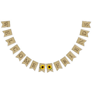 Willkommener Freund-Leinwand-Blick mit Wimpelkette