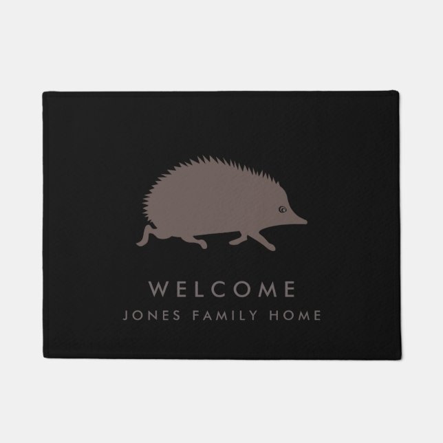 Willkommener Igels-kundenspezifischer Familienname Fußmatte (Vorderseite)