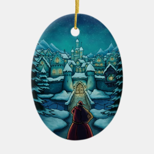 willkommener Sankt-Feiertag Keramik Ornament (Vorne)