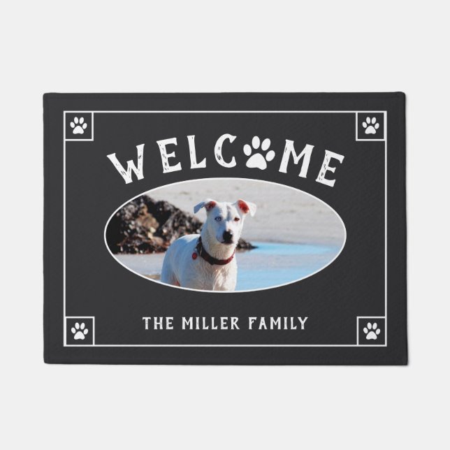 Willkommener Tatzen-Druck - HundeFoto Fußmatte (Vorderseite)