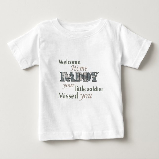 Willkommener Zuhause-Vati - "kleiner Soldat " Baby T-shirt (Vorderseite)