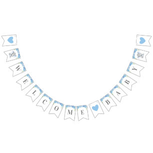 Willkommenes Baby-besprühen blaue Elefant-Dusche Wimpelkette