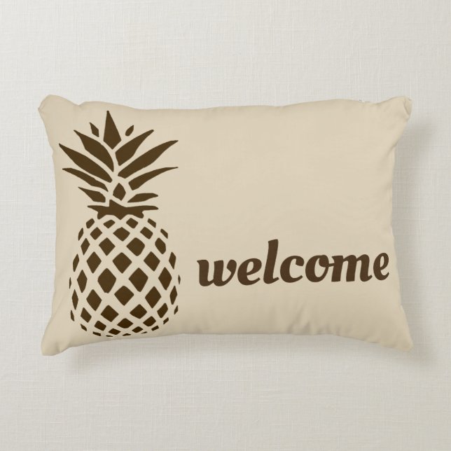 Willkommenes Kissen mit Ananas in Earthtones (Vorderseite)