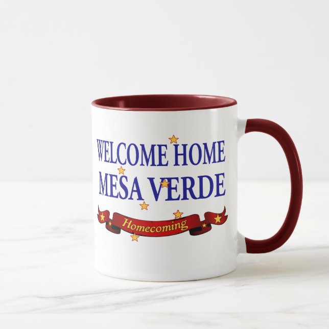 Willkommenes MESA Verde des Zuhause-USS! Tasse (Rechts)