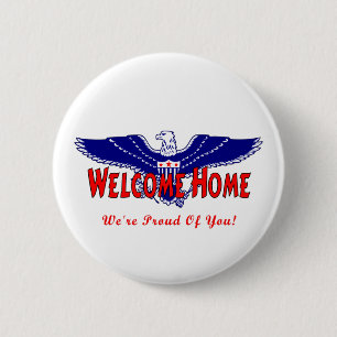 Willkommenes Zuhause-Militär knöpft Button