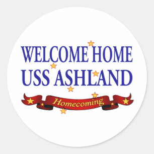 Willkommenes Zuhause USS Ashland Runder Aufkleber