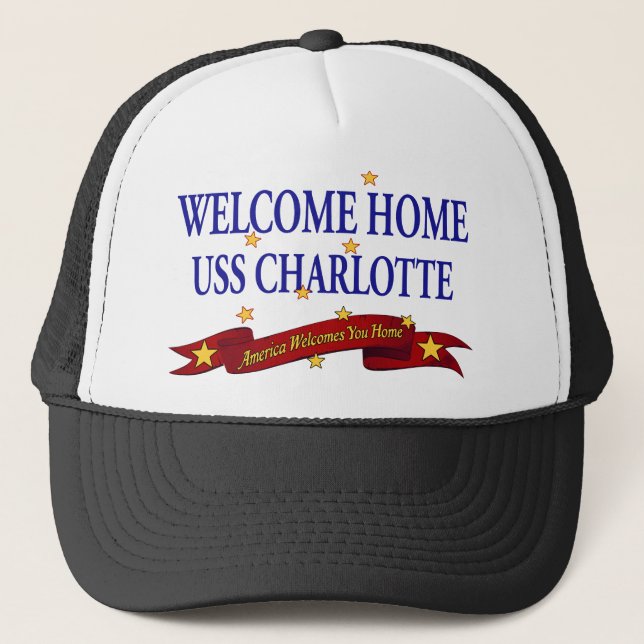 Willkommenes Zuhause USS Charlotte Truckerkappe (Vorderseite)