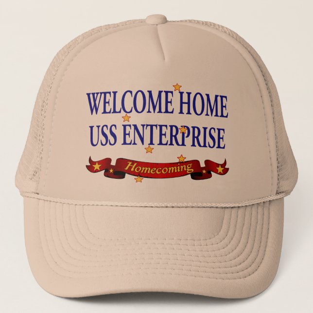 Willkommenes Zuhause USS Enterprise Truckerkappe (Vorderseite)