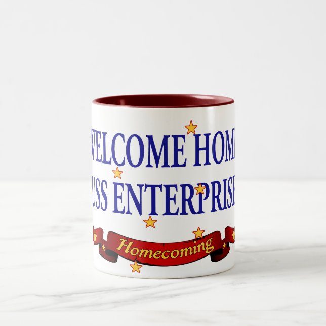 Willkommenes Zuhause USS Enterprise Zweifarbige Tasse (Mittel)