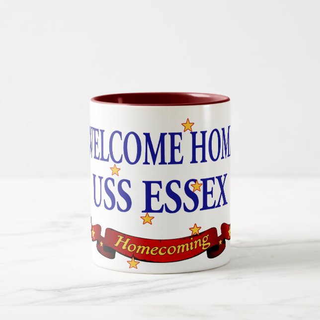Willkommenes Zuhause USS Essex Zweifarbige Tasse (Mittel)