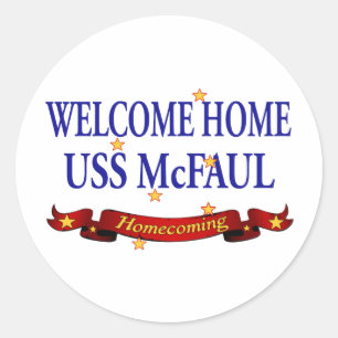 Willkommenes Zuhause USS McFaul Runder Aufkleber