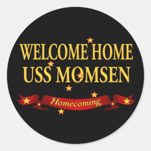 Willkommenes Zuhause USS Momsen Runder Aufkleber