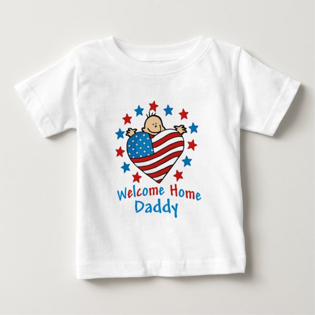 Willkommenes Zuhause-Vati-Baby-Herz Baby T-shirt (Vorderseite)
