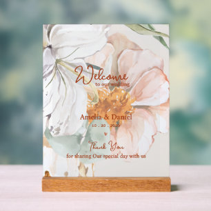 Willkommens-Akrilschild für die Hochzeit Rosa Pf Acrylschild